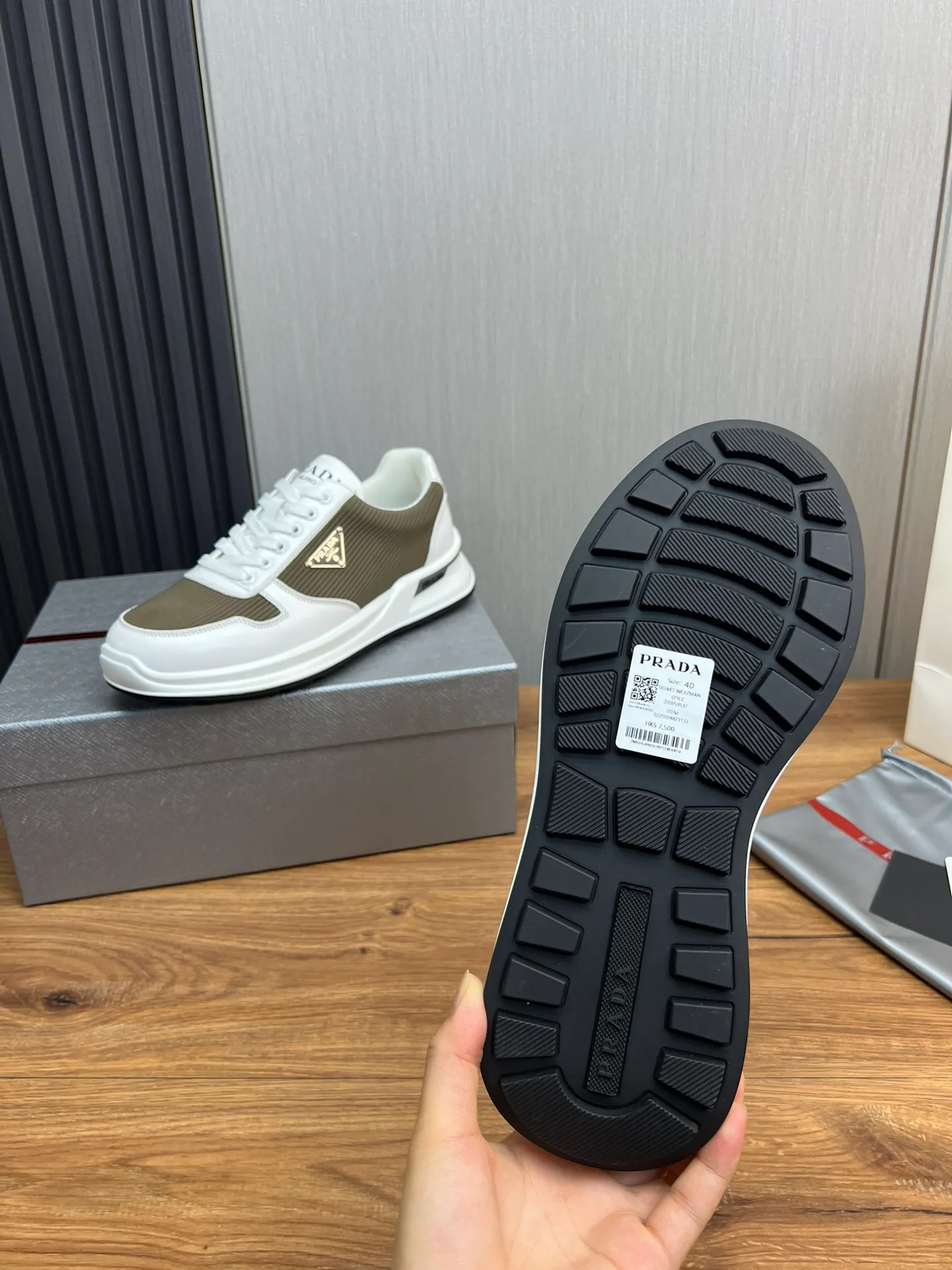 Men's shoes 💰580💰 [PRADA] Men's shoes are popular in the counter, official website is synchronized, 1 high-quality shipment ✔️Original cowhide stitching mesh + cowhide lining, 1🆚1 replica, original original bottom, 38-45 (45 customized, non-refundable)